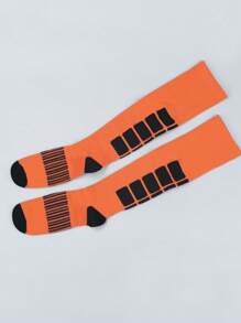 Sports Outdoor 1pair Striped Knee High Athletic Socks - Orange - View 3