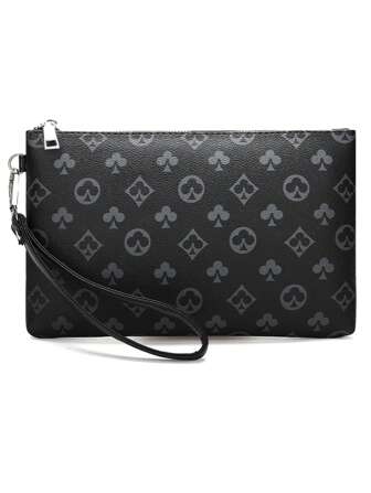 便携式时尚 PU 皮革男士钱包手拿包男式手拿包大容量硬币拉链钱包钱袋洗漱包盥洗包大学生手提包户外旅行工作和学校假期必备品感恩节多功能便携式时尚休闲钱包男友礼物手提包度假趣味礼物侧包情人节黑色包