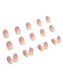 Get Romantic With 24pcs Short Square Ombre Full Cover Fake Nail Set For Women - Multicolor - View 3