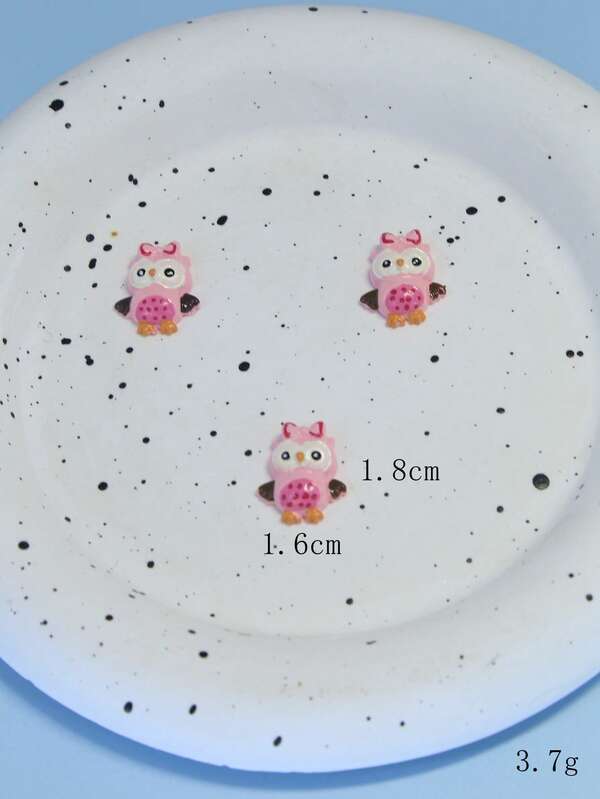 3pcs/set Pink Cute Owl Shaped Polyresin DIY Jewelry Accessories SHEIN USA