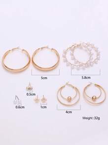 6對/套歐式和美式風格極簡高分耳環套裝適合女士帶多用途設計 - 彩色 - 查看 5