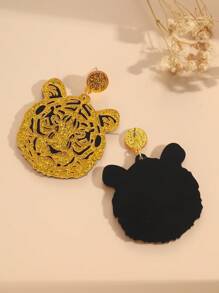 Hollow Out Tiger Drop Earrings - Multicolor - View 2