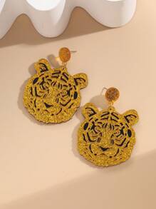 Hollow Out Tiger Drop Earrings - Multicolor - View 3