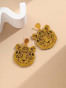 Hollow Out Tiger Drop Earrings - Multicolor - View 5