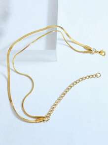 Nooxian 1入組女士極簡時尚不銹鋼手鏈 - 金黃色 - 查看 6