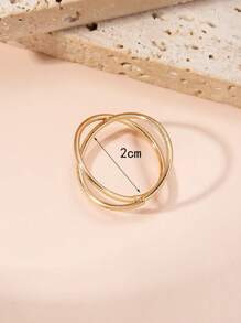 單只簡單圓形X十字交叉設計別緻極簡女士戒指