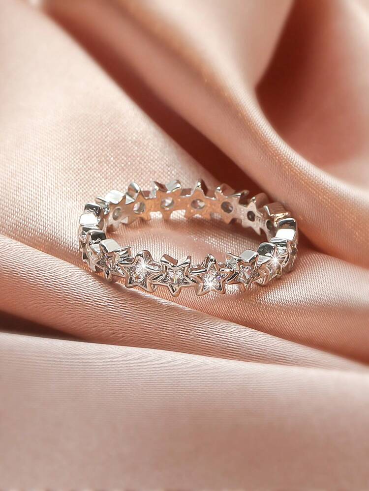 Cubic Zirconia Star Decor Ring
