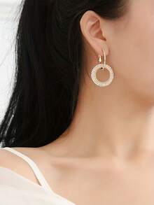 1對爪鏈條焊接和水鑽和流蘇耳墜適用於女士酒會和日期 - 金黃色 - 查看 3