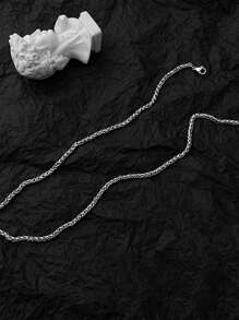 Nooxian 1入組鈦鋼龍骨鏈條樣式項鍊男士不銹鋼鏈條首飾類,適用於首飾類禮品和派對 - 銀色 - 查看 2