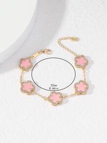 Single Five-Leaf Clover Multicolor Rhinestone Inlaid Fashionable Elegant High-End Women's Bracelet (No Packaging Box) - Multicolor - View 3