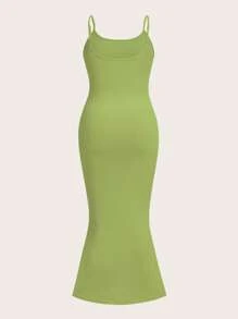 SHEIN EZwear Vestido de tirantes unicolor - Verde - Ver 2
