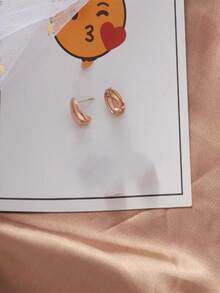 1pc Stainless Steel Fashionable Teardrop Earring - Rose Gold - View 2