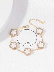 1 chiếc vòng tay xích thời trang & thanh lịch hình cỏ năm lá đính đá Cubic Zirconia màu trắng dành cho nữ (Không có hộp đựng) ngày lễ tình nhân - Nhiều màu - Xem 3
