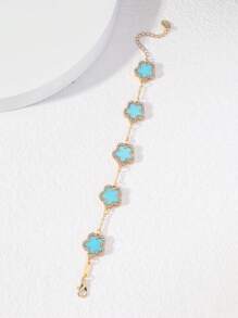 1 chiếc Vòng tay xích đính đá Clover & xanh nhạt thời trang & thanh lịch dành cho nữ (Không có hộp đựng) Ngày lễ tình nhân - Nhiều màu - Xem 2