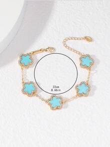 1 chiếc Vòng tay xích đính đá Clover & xanh nhạt thời trang & thanh lịch dành cho nữ (Không có hộp đựng) Ngày lễ tình nhân - Nhiều màu - Xem 3