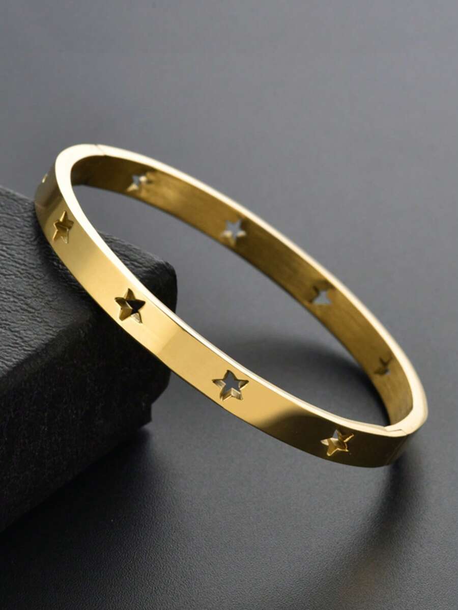 1 Chiếc Vòng Tay Ngôi Sao Bằng Thép Không Gỉ Thời Trang Cho Nữ Dự Tiệc - Vàng - Xem 1