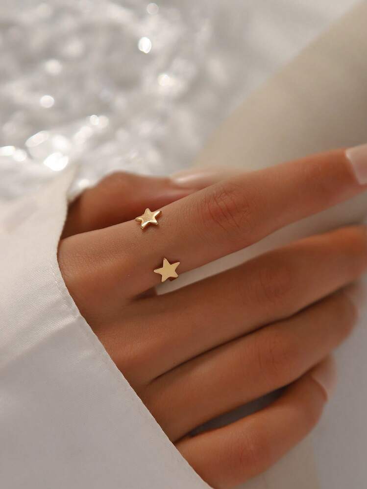 1個 オープン 5点 スターデザイン ファッショナブル ハイエンド ミニマリスト 女性用 リング - ゴールド - 見る 1