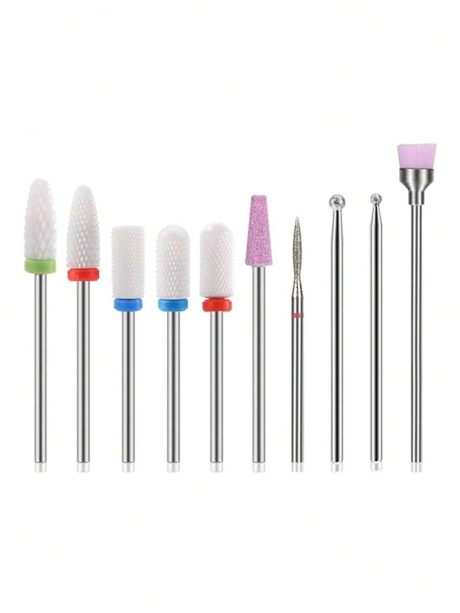 10pcs Mixed Nail Art Drill Polish Head,Nail Supplies,Nail Tools,Nail Art Tools,Back To School,Nails,Nail Tools For Press On Nails - Multicolor - View 1
