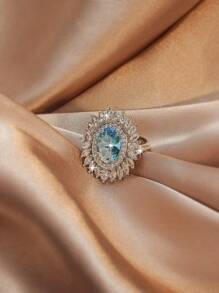 1 Chiếc Nhẫn Trang Trí Đính Đá Cubic Zirconia Quyến Rũ Dành Cho Nữ Dự Tiệc - Bạc - Xem 3