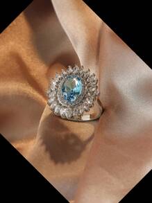 1 Chiếc Nhẫn Trang Trí Đính Đá Cubic Zirconia Quyến Rũ Dành Cho Nữ Dự Tiệc - Bạc - Xem 5