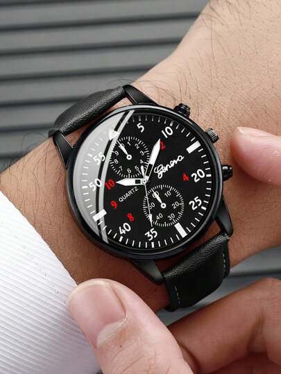 ساعة كوارتز بقرص دائري بحزام بولي يوريثان أسود، للحياة اليومية كهدية للطلاب العائدين إلى المدرسة قطعة واحدة