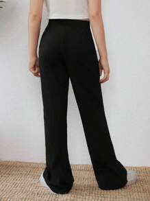 RueChic Girls Solid Flare Leg Pants - Black - View 2