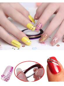 37 piezas Manicura Pluma & Manicura con diamante de imitación & Set lima de uña - Multicolor - Ver 7