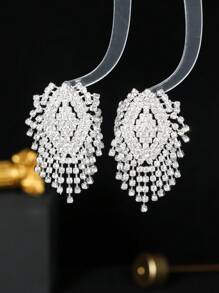 1pair Gorgeous Crystal Tassel Drop Earrings For Women For Banquet
