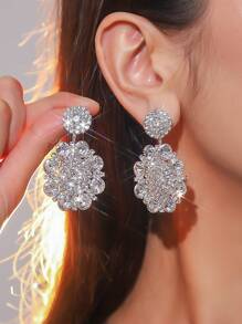 華麗宮殿水晶AB耳環釘狀首飾適合女士1雙 - 銀色 - 查看 1