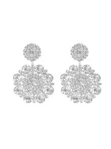 華麗宮殿水晶AB耳環釘狀首飾適合女士1雙 - 銀色 - 查看 3