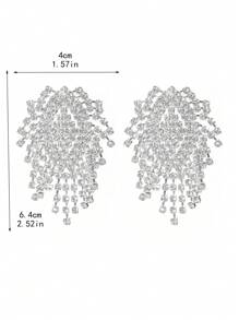 1pair Gorgeous Crystal Tassel Drop Earrings For Women For Banquet