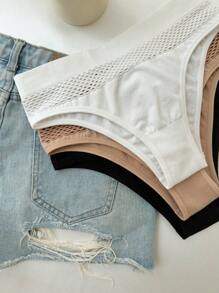3 piezas Bragas unicolor de malla - Multicolor - Ver 5