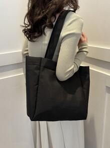 Túi mua sắm màu đen Tay cầm đôi Túi đi học có nút bấm Unisex dành cho sinh viên mới tốt nghiệp, cô gái tuổi teen, sinh viên năm nhất, sinh viên năm hai, trung học cơ sở và trung học phổ thông, đại học & trung học phổ thông, hoàn hảo cho hoạt động ngoài trời, du lịch và quay lại trường học - màu đen - Xem 4