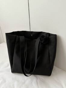 Túi mua sắm màu đen Tay cầm đôi Túi đi học có nút bấm Unisex dành cho sinh viên mới tốt nghiệp, cô gái tuổi teen, sinh viên năm nhất, sinh viên năm hai, trung học cơ sở và trung học phổ thông, đại học & trung học phổ thông, hoàn hảo cho hoạt động ngoài trời, du lịch và quay lại trường học - màu đen - Xem 7