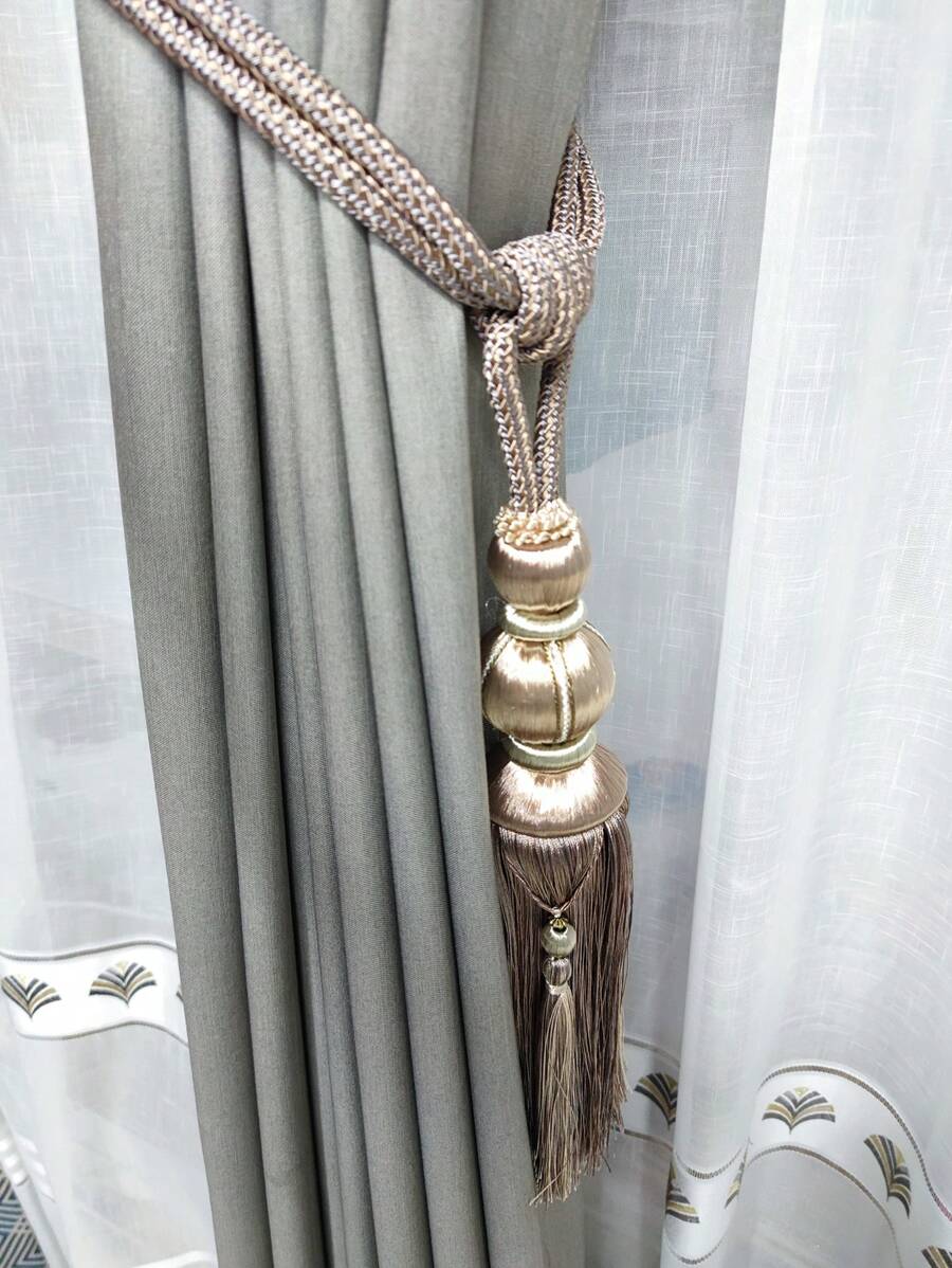 2pcs Tassel Decor Curtain Tieback - Khaki - View 1