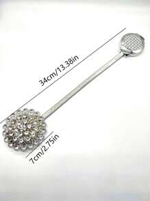 1pc Oversized Diamond Shaped Metal Curtain Tie Back With Magnetic Clasp - Silver - View 4