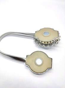 1pc Oversized Diamond Shaped Metal Curtain Tie Back With Magnetic Clasp - Silver - View 7