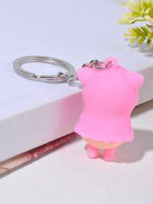 Cartoon Pig Design Bag Charm Cute With Keyring - Multicolor - View 2