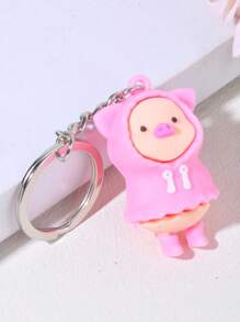 Cartoon Pig Design Bag Charm Cute With Keyring - Multicolor - View 3