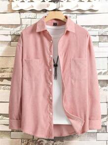 Manfinity Homme Camisa Oversize Para Hombre Con Bolsillo Doble Sin Camiseta - Rosa - Ver 1