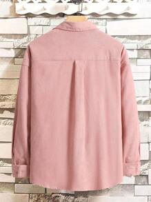 Manfinity Homme Camisa Oversize Para Hombre Con Bolsillo Doble Sin Camiseta - Rosa - Ver 2