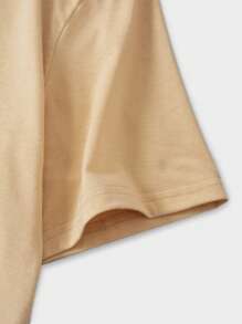 Movinkgraphic Hombres Camiseta algodón con estampado de dibujos animados y letra - Caqui - Ver 4