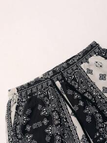 Manfinity RSRT Bộ hai mảnh Nam Nút phía trước Dây kéo Paisley Boho - Đen và trắng - Xem 3