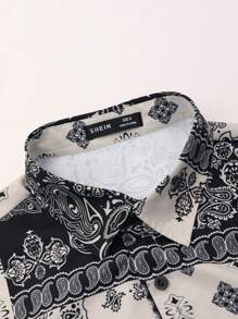 Manfinity RSRT Bộ hai mảnh Nam Nút phía trước Dây kéo Paisley Boho - Đen và trắng - Xem 6