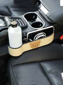 1pc Bear Decor PU Car Storage Organizer - Beige - View 2