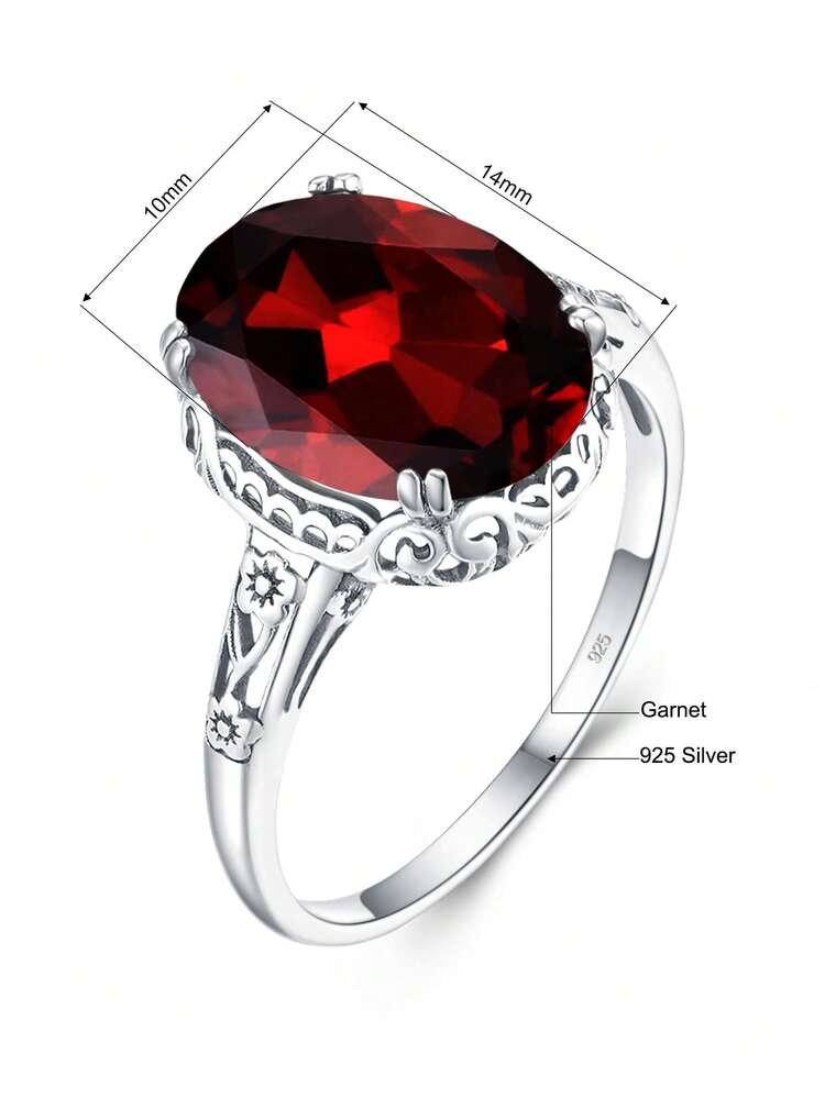 1 pièce Anneau glamour zircone cubique argent pour femme pour décoration quotidienne - Rouge foncé - Voir 3
