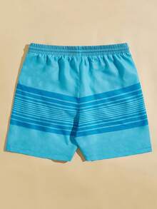 GENTILAND Men Striped Drawstring Waist Shorts - Mint Blue - View 2