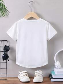 SHEIN Streecool Kids 年輕男孩字母拼接細節彎曲衣澎袖 - 白色 - 查看 2