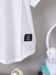 SHEIN Streecool Kids 年輕男孩字母拼接細節彎曲衣澎袖 - 白色 - 查看 3