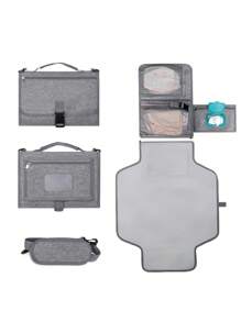 Bebé 1 pieza Bolsa de pañales unicolor multifuncional poliéster portátil - Gris - Ver 1